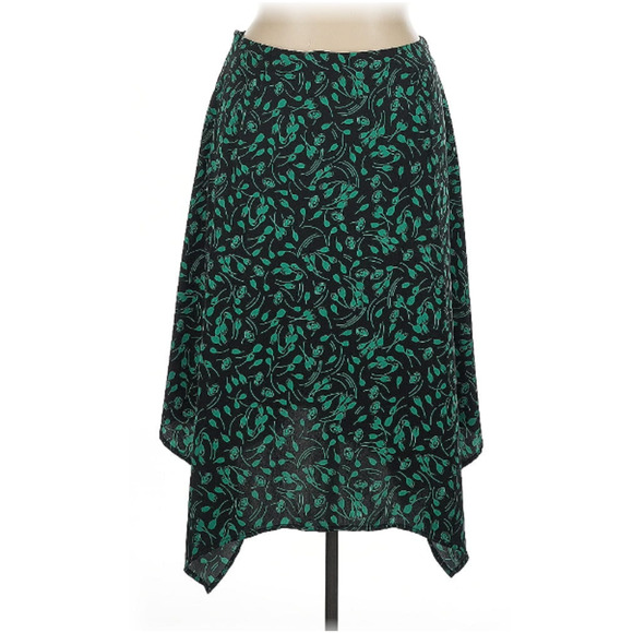 Who What Wear High-Low Skirt Sz 14 Black Green Floral Cottagecore Dark Academia - Picture 2 of 9
